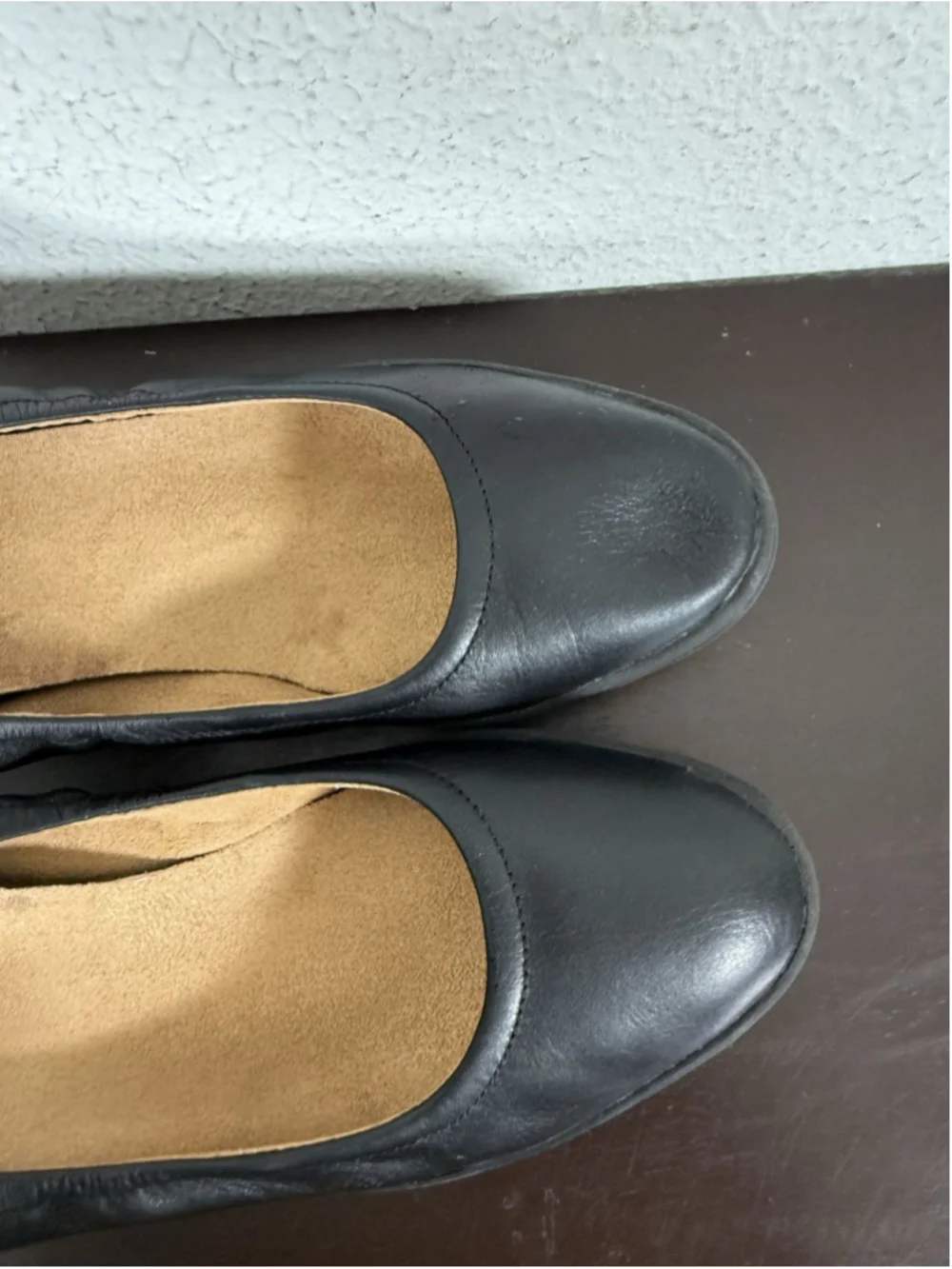 Vionic Jacey Wedge Ballet Shoes Women 8 Black Leather Comfort Slip On Work Chic